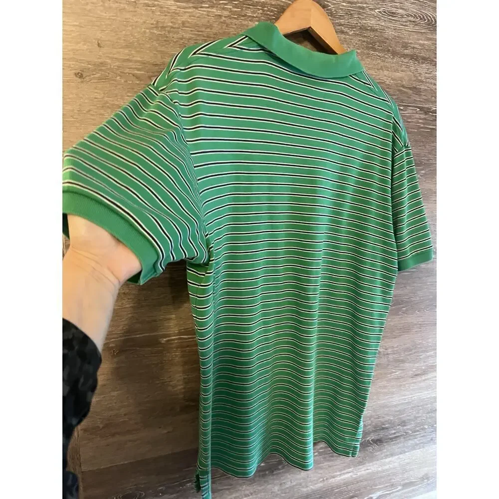 Ralph Lauren Polo Men XL Green White Stripped LOGO